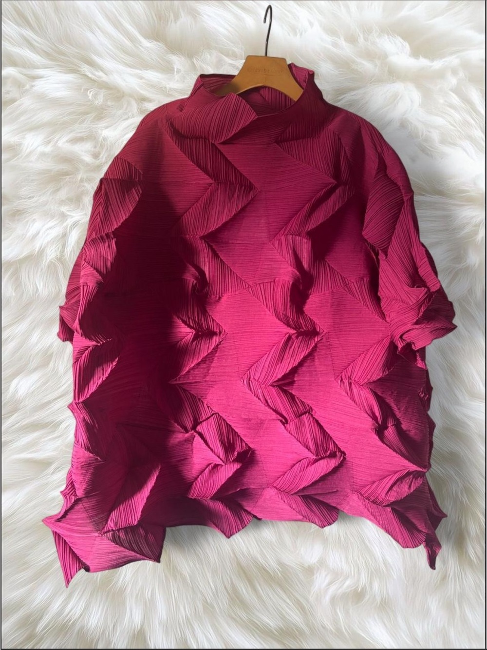 Vanité Couture NWT Rose Pleated Blouse | Oversized & Stretchy | One Size